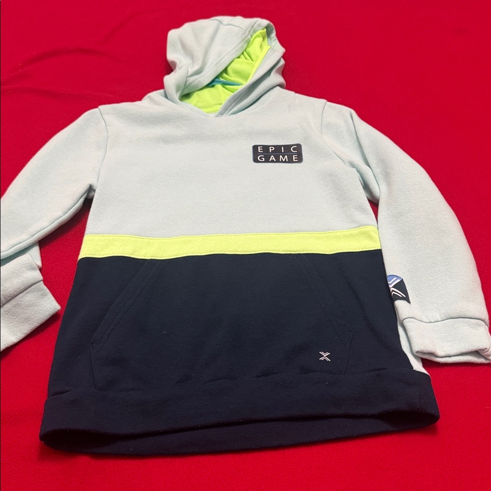 Xersion Light Blue and Neon Green Hoodie